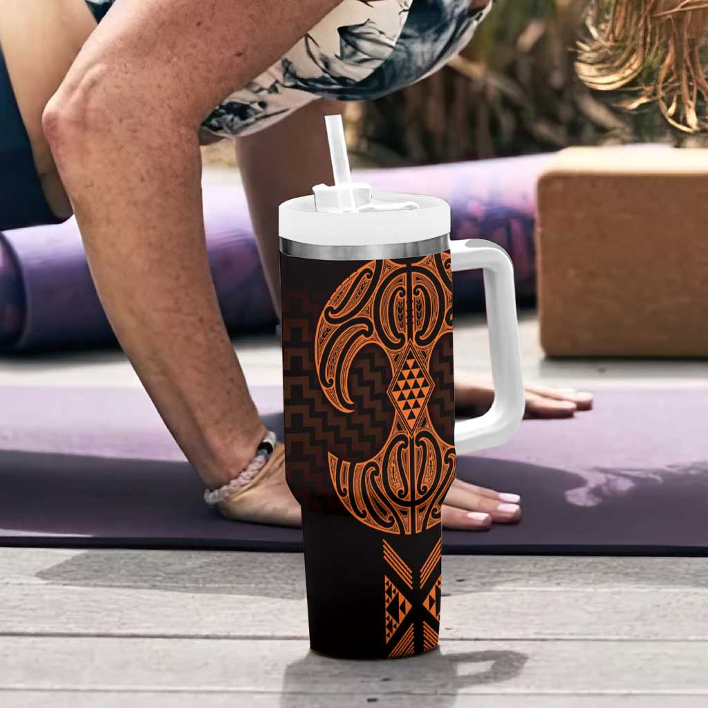 Karaka Maori Ta Moko Poutama Art Tumbler With Handle