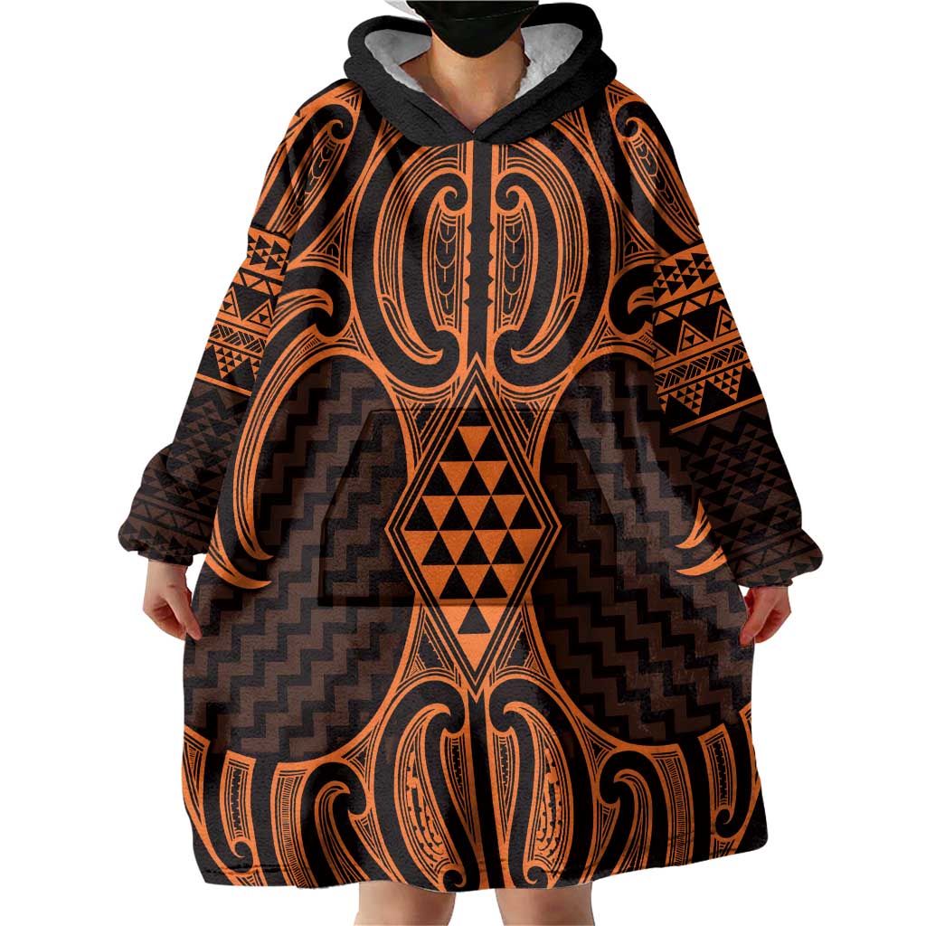 Karaka Maori Ta Moko Poutama Art Wearable Blanket Hoodie