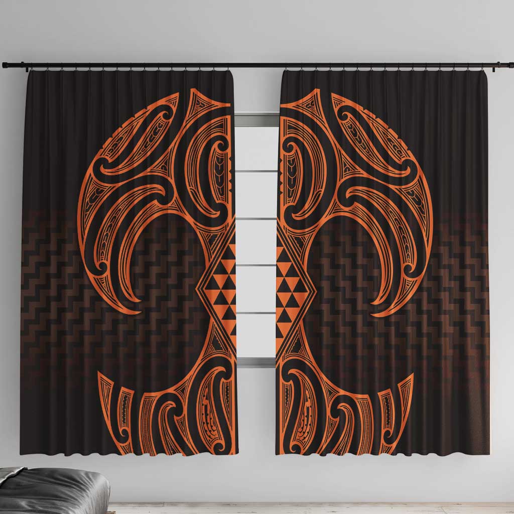 Karaka Maori Ta Moko Poutama Art Window Curtain LT9 With Hooks Gold - Polynesian Pride