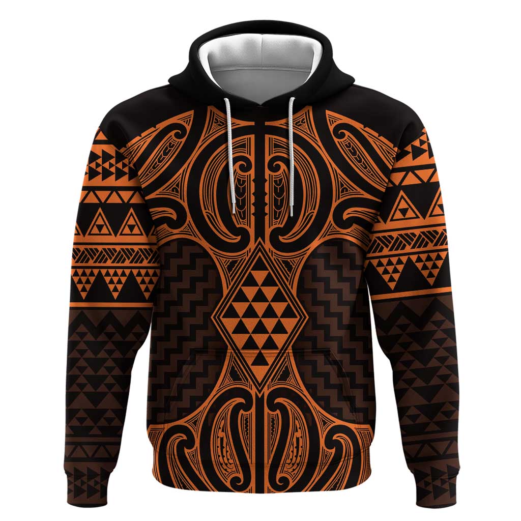 Karaka Maori Ta Moko Poutama Art Zip Hoodie LT9 Pullover Hoodie Gold - Polynesian Pride