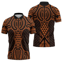 Karaka Maori Ta Moko Poutama Art Zipper Polo Shirt - Polynesian Pride
