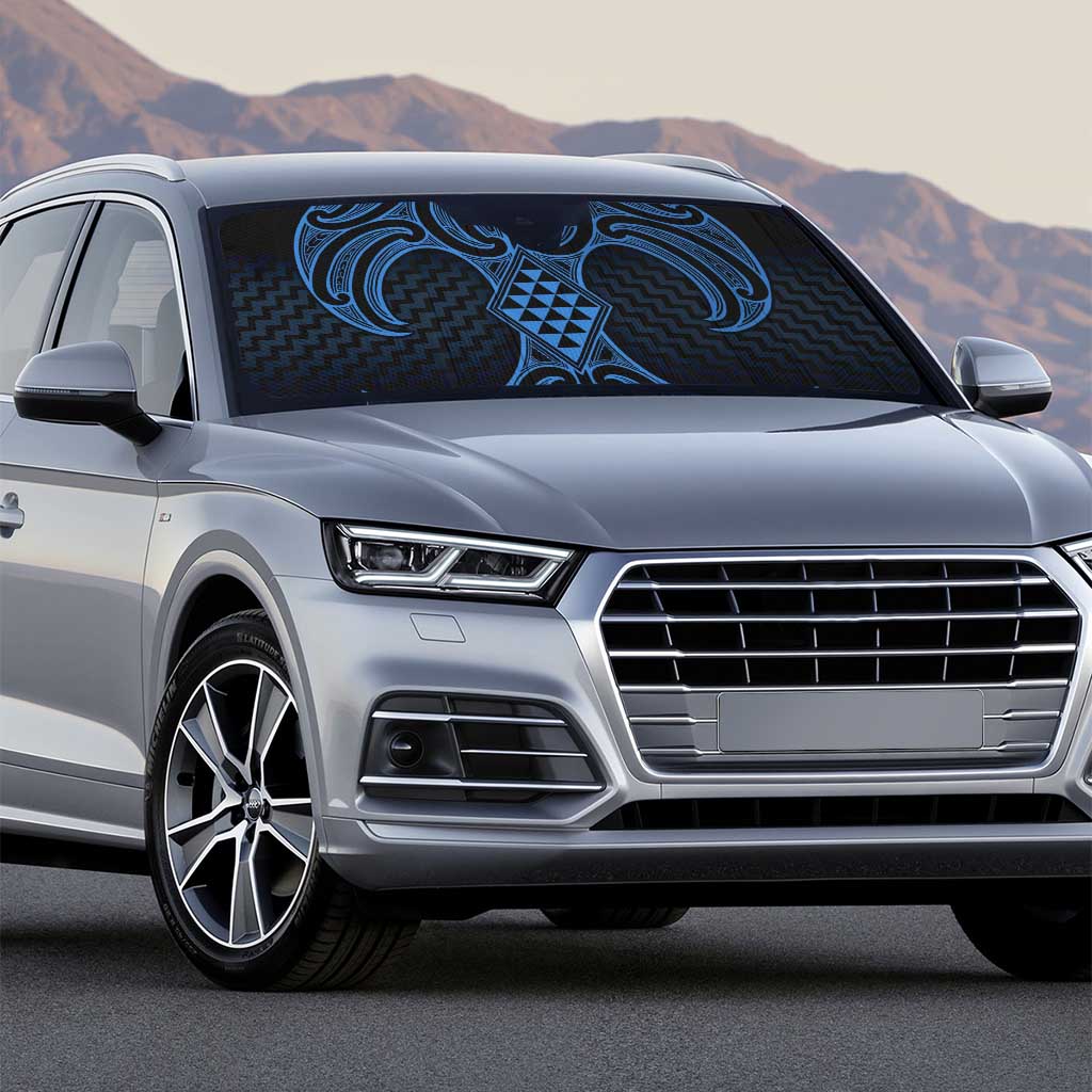 Kikorangi Maori Ta Moko Poutama Art Auto Sun Shade - Polynesian Pride