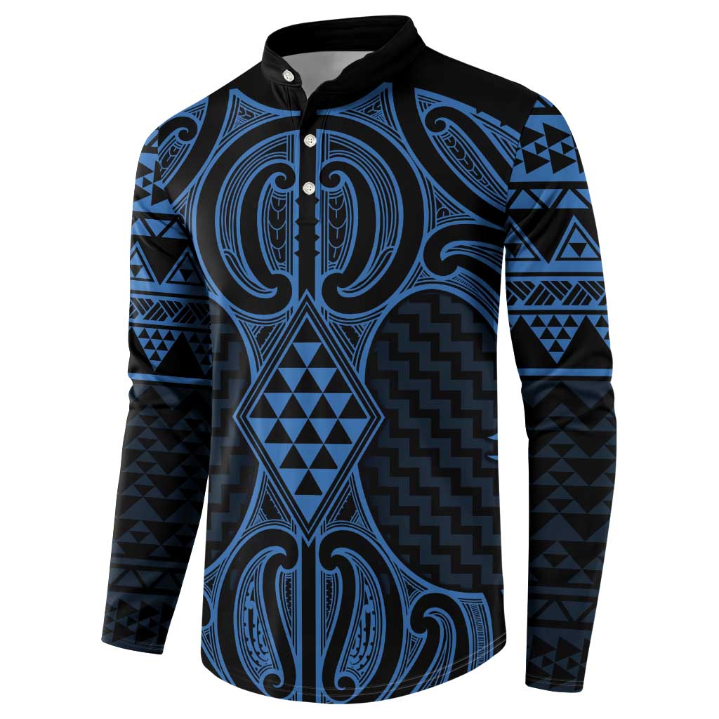 Kikorangi Maori Ta Moko Poutama Art Button Sweatshirt LT9 - Polynesian Pride