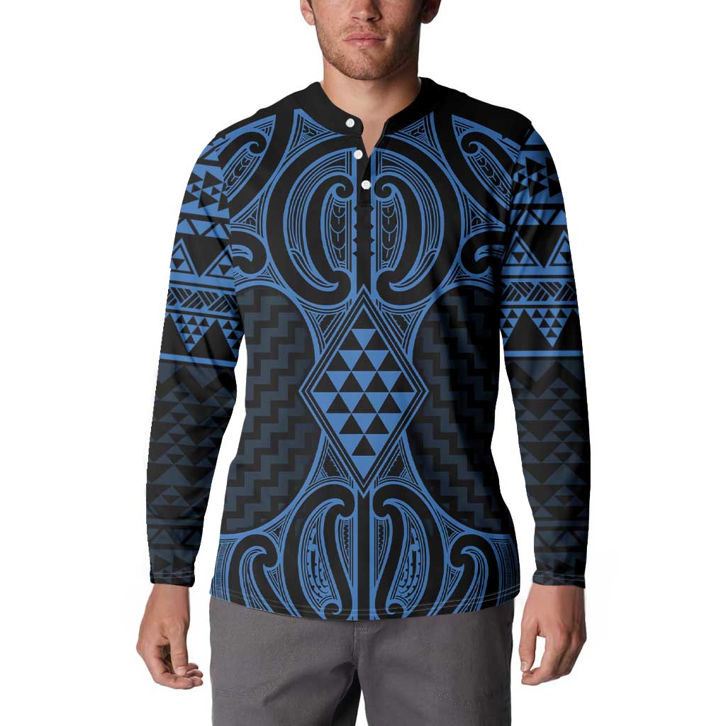 Kikorangi Maori Ta Moko Poutama Art Button Sweatshirt LT9 - Polynesian Pride