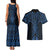 Kikorangi Maori Ta Moko Poutama Art Couples Matching Tank Maxi Dress and Hawaiian Shirt