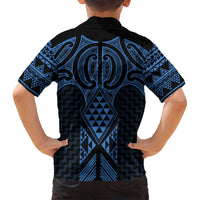 Kikorangi Maori Ta Moko Poutama Art Family Matching Long Sleeve Bodycon Dress and Hawaiian Shirt