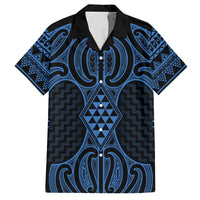 Kikorangi Maori Ta Moko Poutama Art Family Matching Long Sleeve Bodycon Dress and Hawaiian Shirt