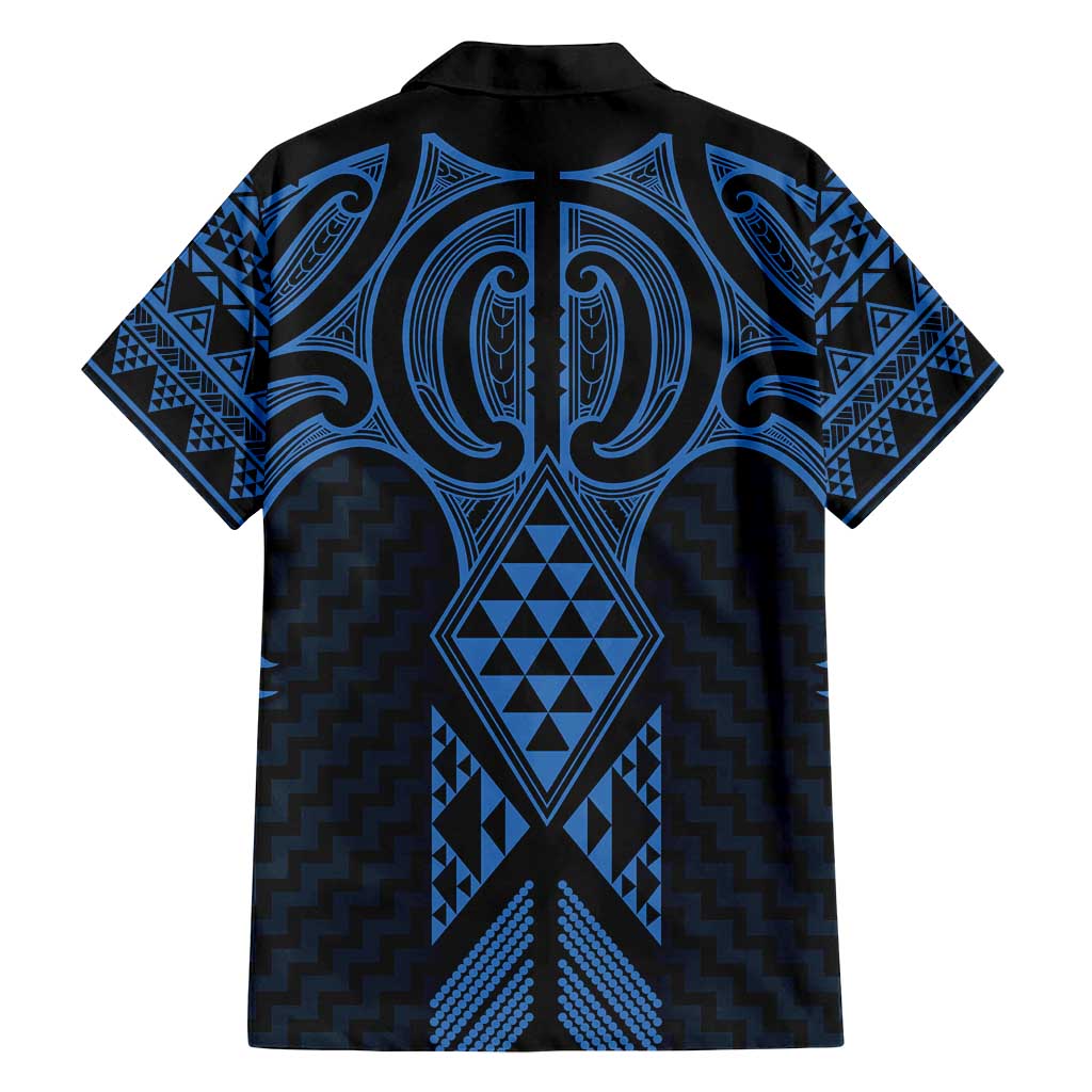 Kikorangi Maori Ta Moko Poutama Art Family Matching Off Shoulder Maxi Dress and Hawaiian Shirt