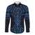 Kikorangi Maori Ta Moko Poutama Art Family Matching Off Shoulder Short Dress and Hawaiian Shirt
