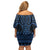 Kikorangi Maori Ta Moko Poutama Art Family Matching Off Shoulder Short Dress and Hawaiian Shirt