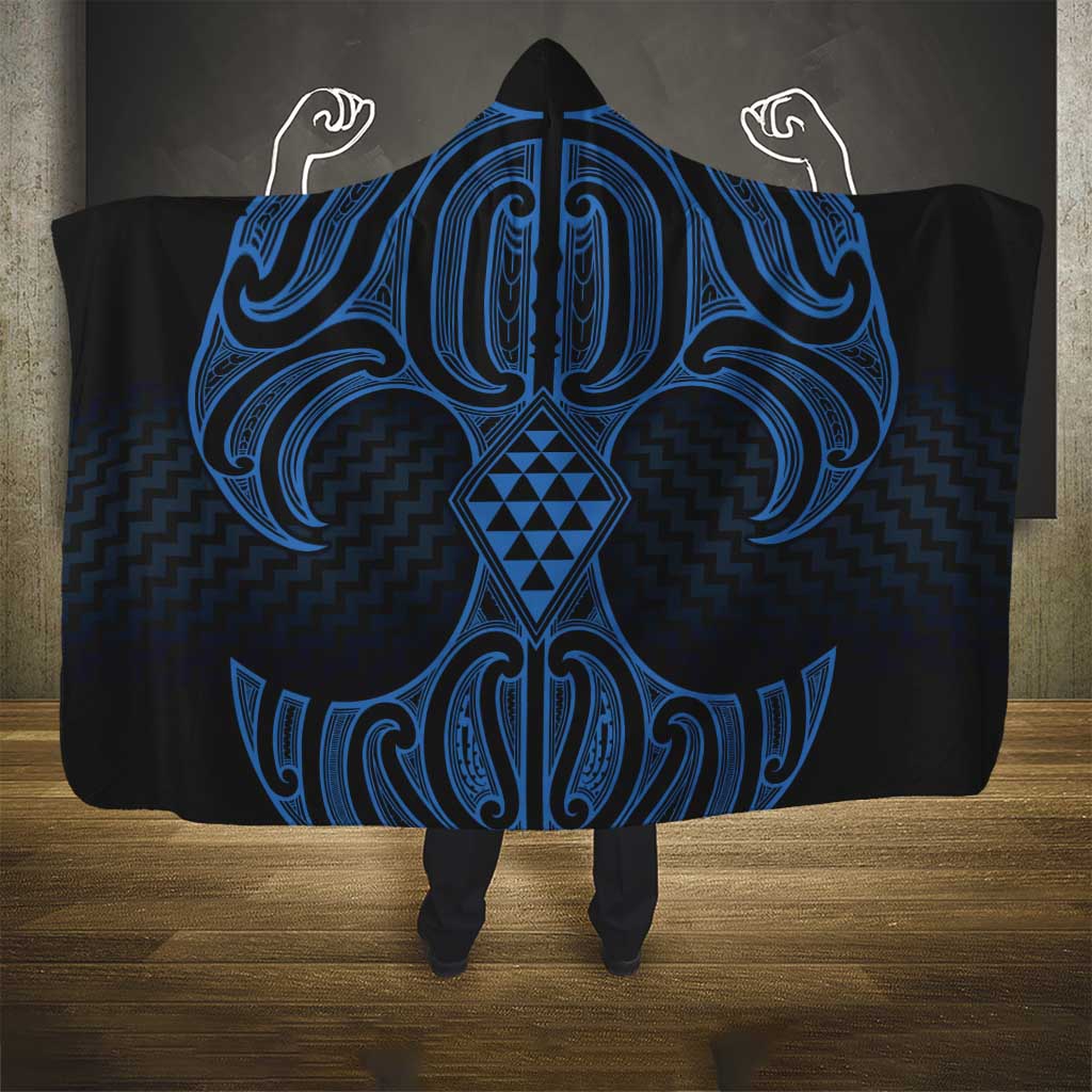 Kikorangi Maori Ta Moko Poutama Art Hooded Blanket