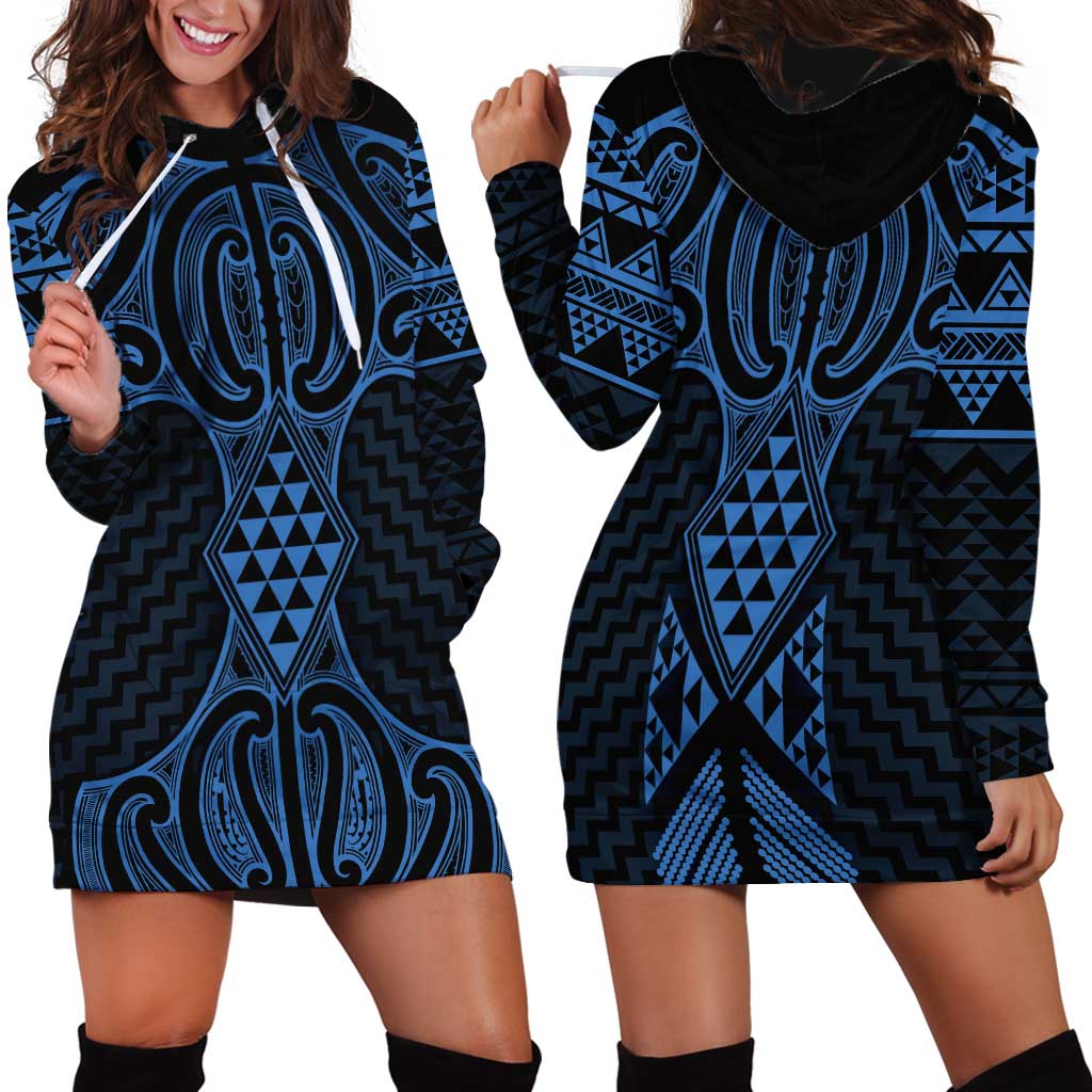 Kikorangi Maori Ta Moko Poutama Art Hoodie Dress