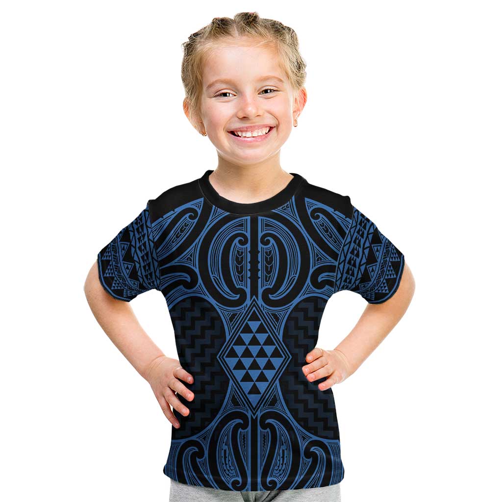 Kikorangi Maori Ta Moko Poutama Art Kid T Shirt
