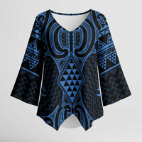 Kikorangi Maori Ta Moko Poutama Art Kimono Sleeve Blouse - Polynesian Pride