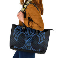 Kikorangi Maori Ta Moko Poutama Art Leather Tote Bag