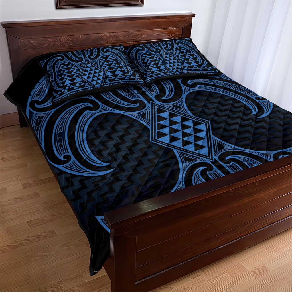 Kikorangi Maori Ta Moko Poutama Art Quilt Bed Set
