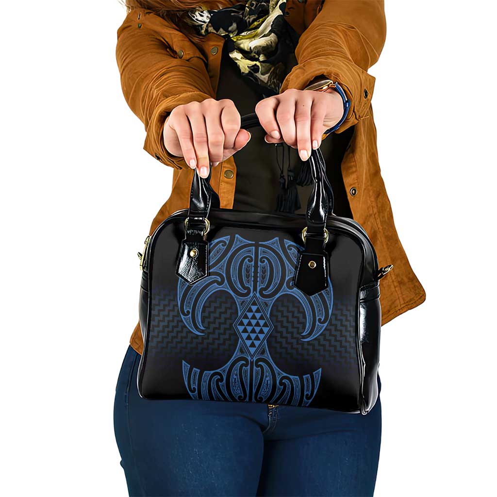 Kikorangi Maori Ta Moko Poutama Art Shoulder Handbag LT9 One Size Blue - Polynesian Pride