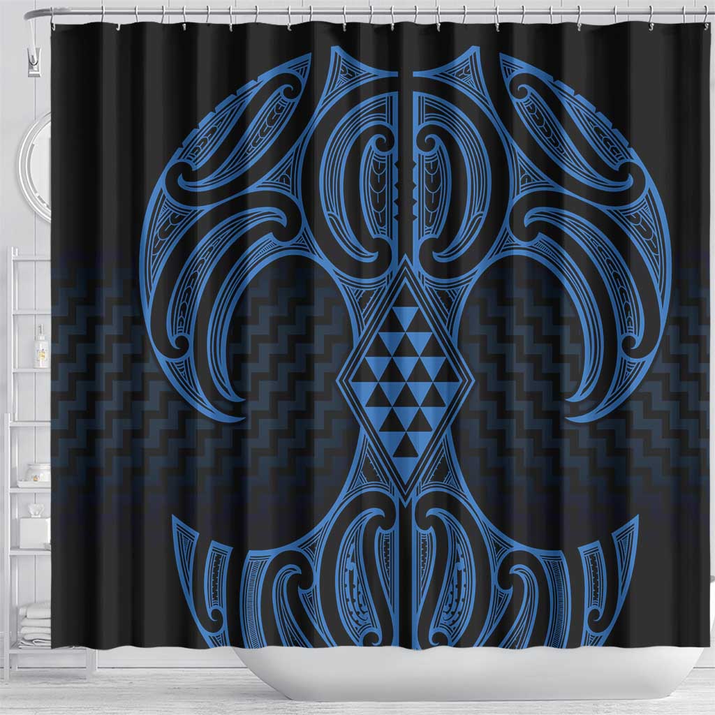 Kikorangi Maori Ta Moko Poutama Art Shower Curtain