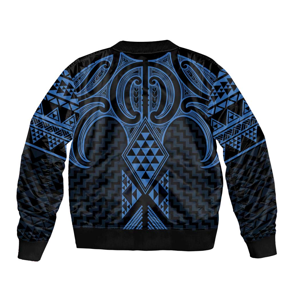 Kikorangi Maori Ta Moko Poutama Art Sleeve Zip Bomber Jacket LT9 - Polynesian Pride
