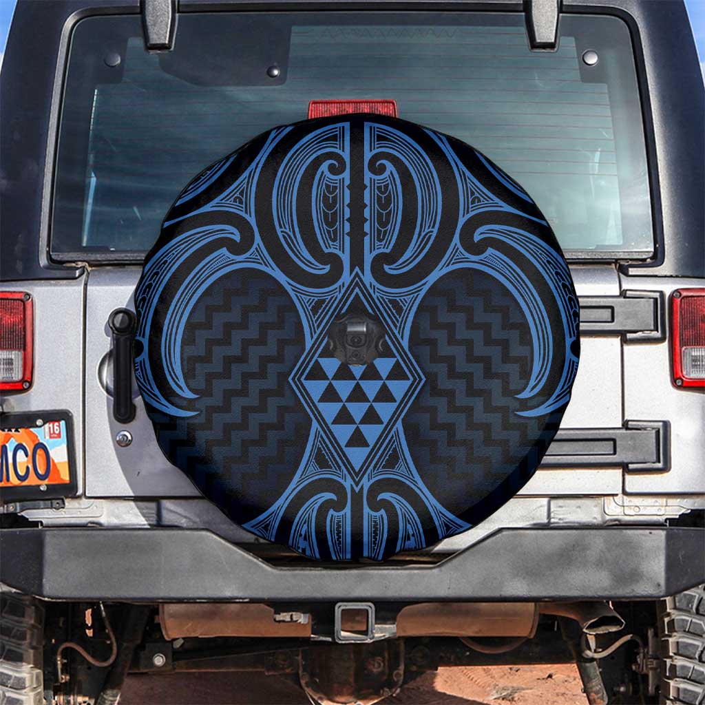 Kikorangi Maori Ta Moko Poutama Art Spare Tire Cover LT9 Blue - Polynesian Pride