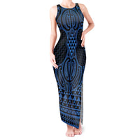 Kikorangi Maori Ta Moko Poutama Art Tank Maxi Dress