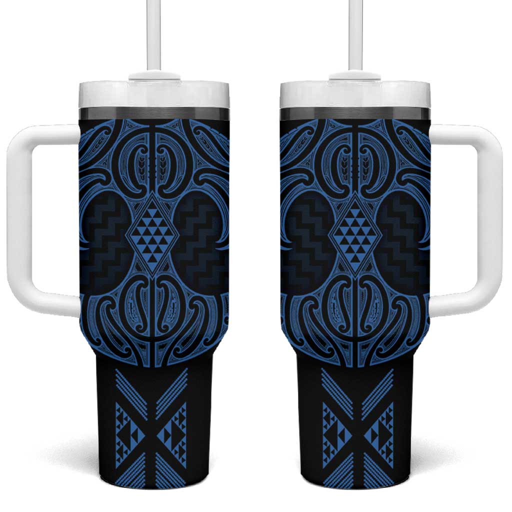 Kikorangi Maori Ta Moko Poutama Art Tumbler With Handle