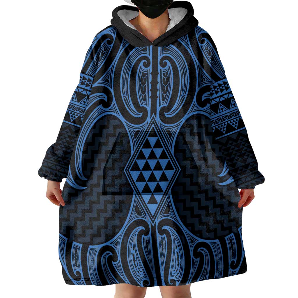Kikorangi Maori Ta Moko Poutama Art Wearable Blanket Hoodie