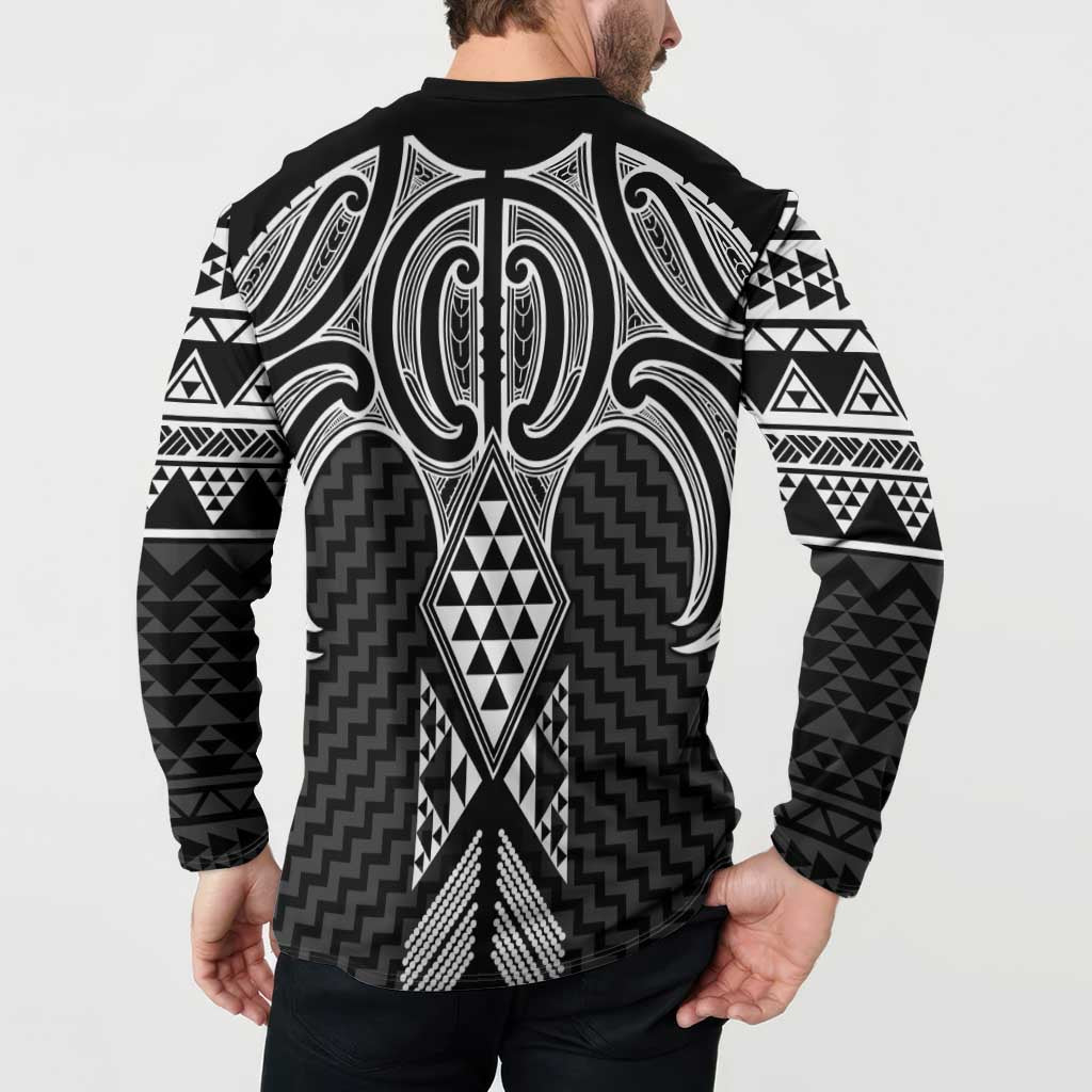 Ma Maori Ta Moko Poutama Art Button Sweatshirt
