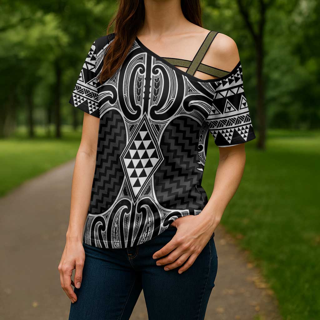 Ma Maori Ta Moko Poutama Art Cross Shoulder Shirt - Polynesian Pride