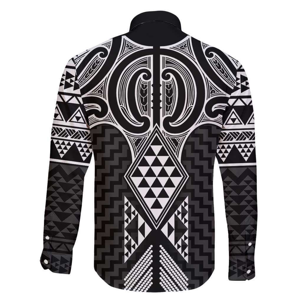 Ma Maori Ta Moko Poutama Art Family Matching Long Sleeve Bodycon Dress and Hawaiian Shirt