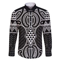 Ma Maori Ta Moko Poutama Art Family Matching Off The Shoulder Long Sleeve Dress and Hawaiian Shirt