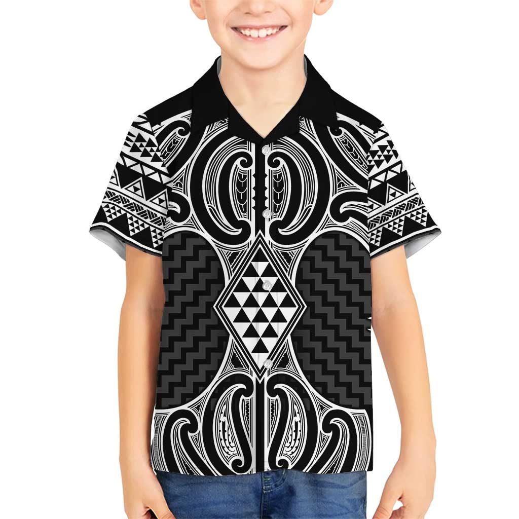 Ma Maori Ta Moko Poutama Art Family Matching Off Shoulder Maxi Dress and Hawaiian Shirt