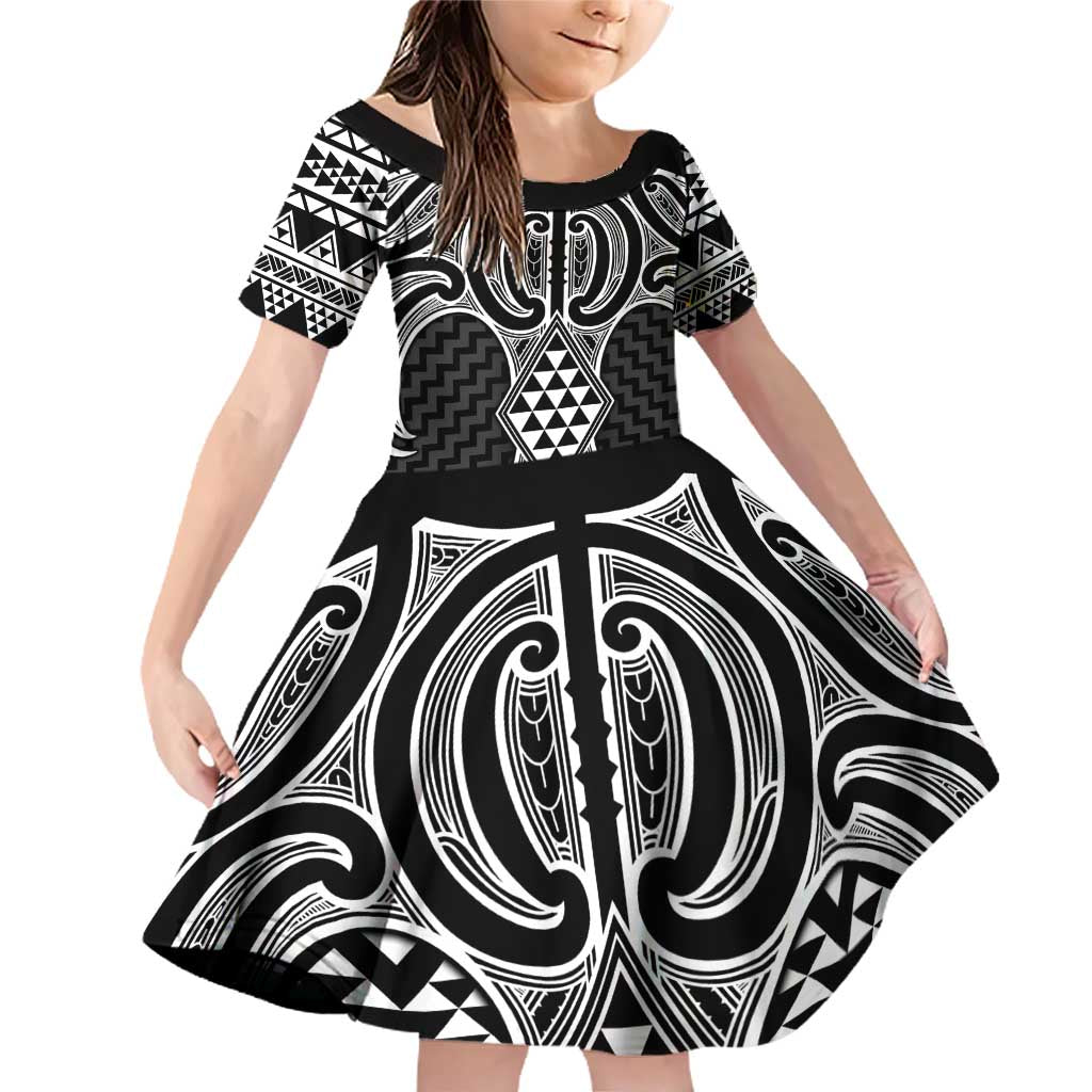 Ma Maori Ta Moko Poutama Art Family Matching Off Shoulder Short Dress and Hawaiian Shirt