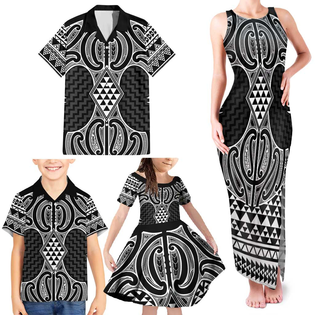 Ma Maori Ta Moko Poutama Art Family Matching Tank Maxi Dress and Hawaiian Shirt