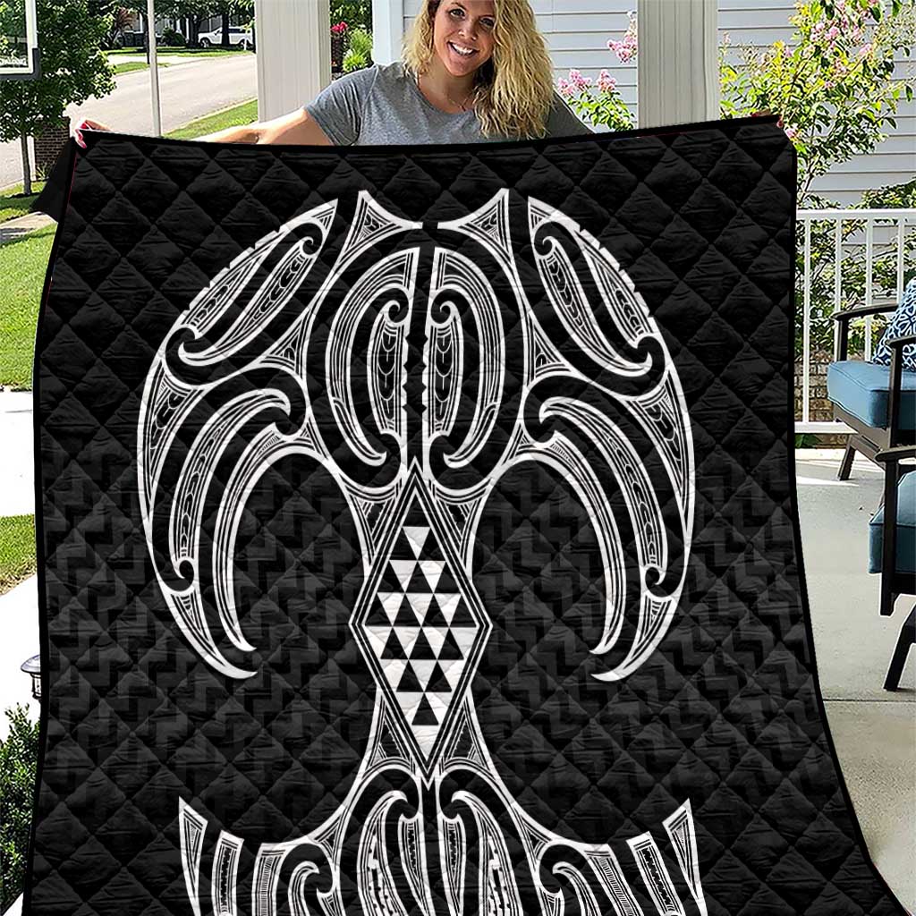 Ma Maori Ta Moko Poutama Art Quilt LT9 White - Polynesian Pride
