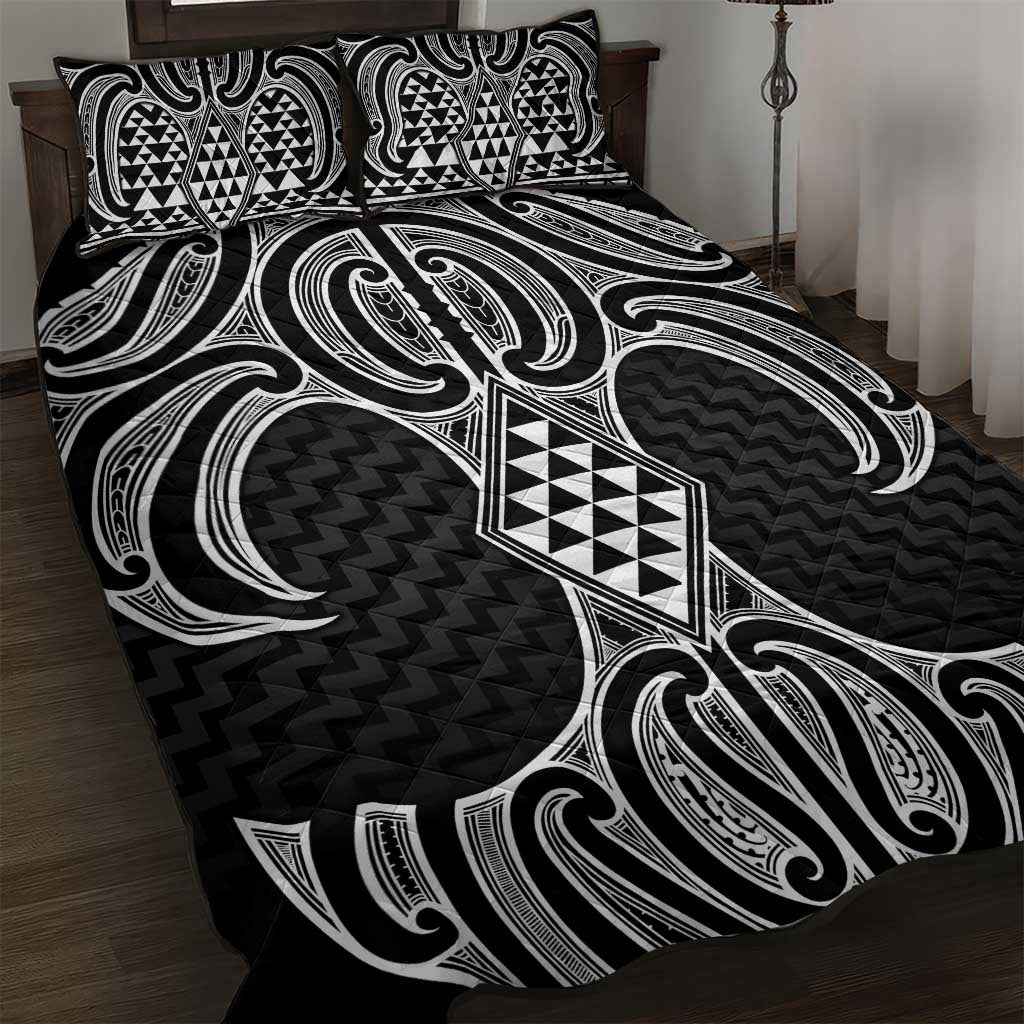 Ma Maori Ta Moko Poutama Art Quilt Bed Set LT9 White - Polynesian Pride