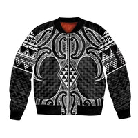 Ma Maori Ta Moko Poutama Art Sleeve Zip Bomber Jacket LT9 Unisex White - Polynesian Pride