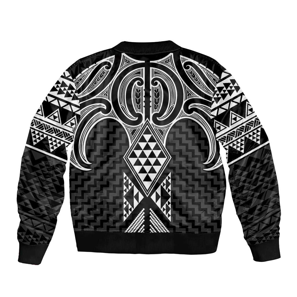 Ma Maori Ta Moko Poutama Art Sleeve Zip Bomber Jacket LT9 - Polynesian Pride