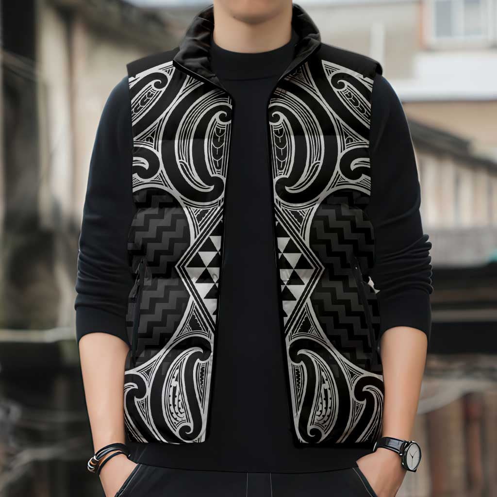 Ma Maori Ta Moko Poutama Art Sleeveless Puffer Jacket - Polynesian Pride