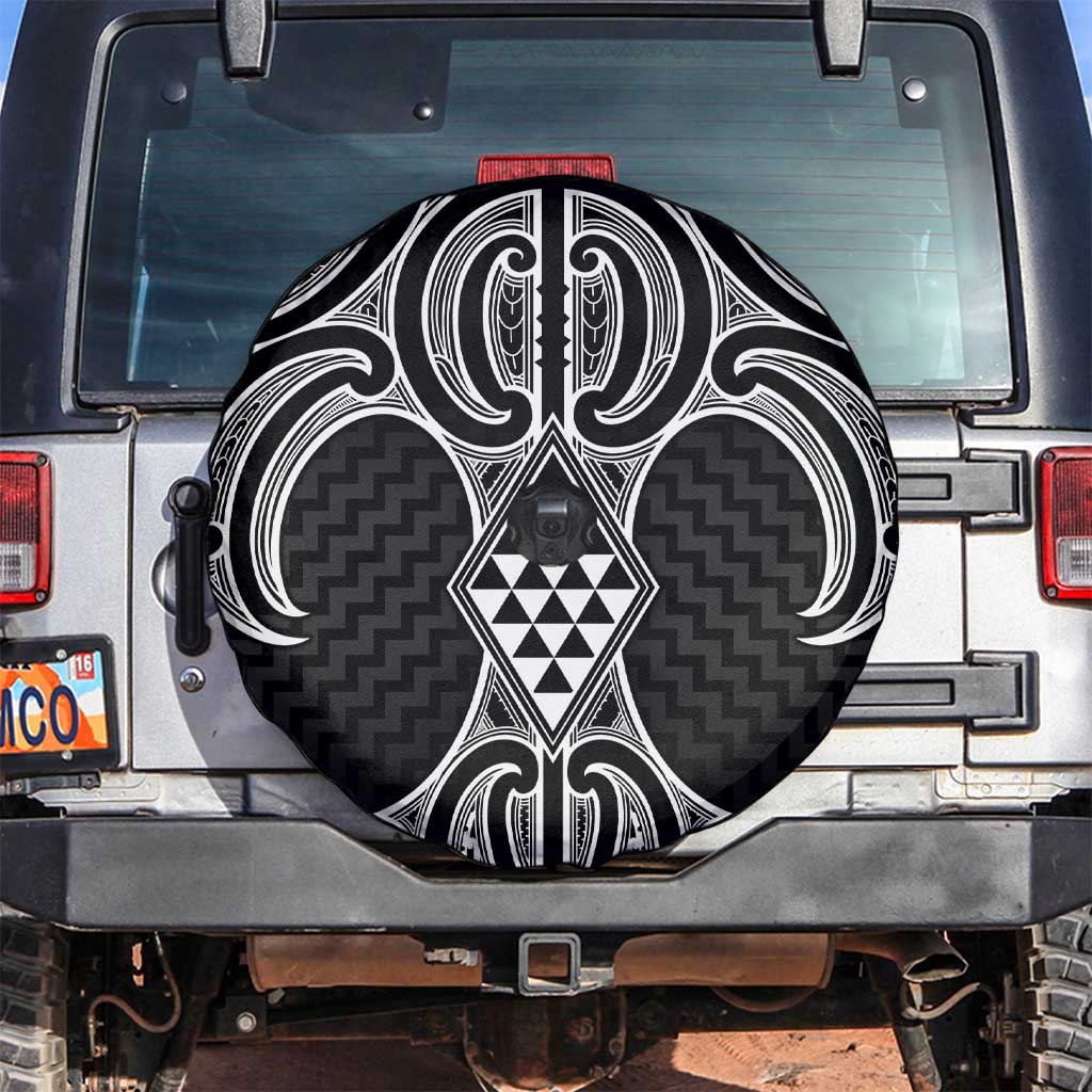 Ma Maori Ta Moko Poutama Art Spare Tire Cover LT9 White - Polynesian Pride