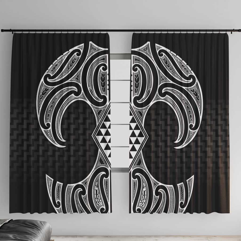 Ma Maori Ta Moko Poutama Art Window Curtain LT9 With Hooks White - Polynesian Pride