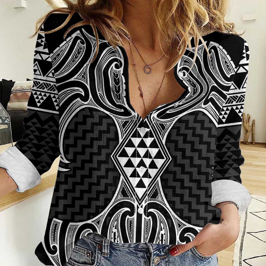 Ma Maori Ta Moko Poutama Art Women Casual Shirt
