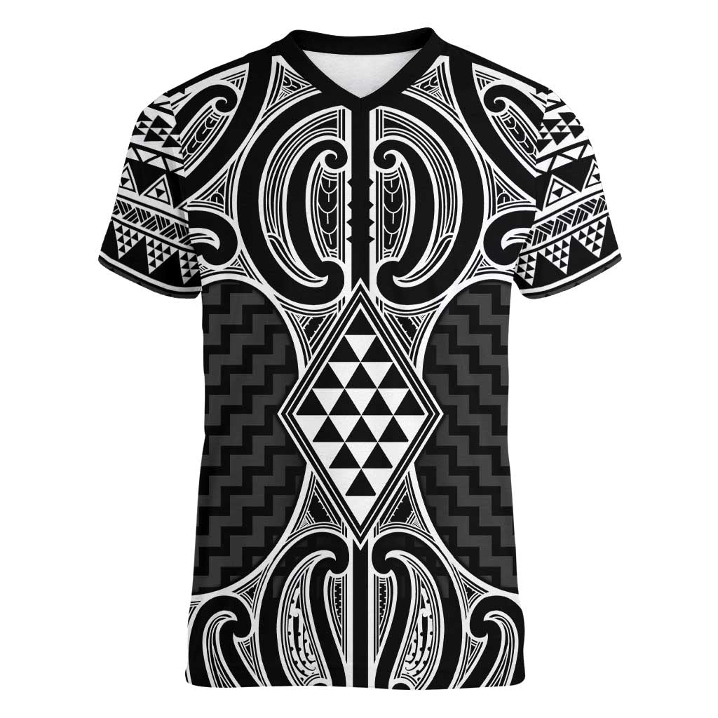 Ma Maori Ta Moko Poutama Art Women V-Neck T-Shirt