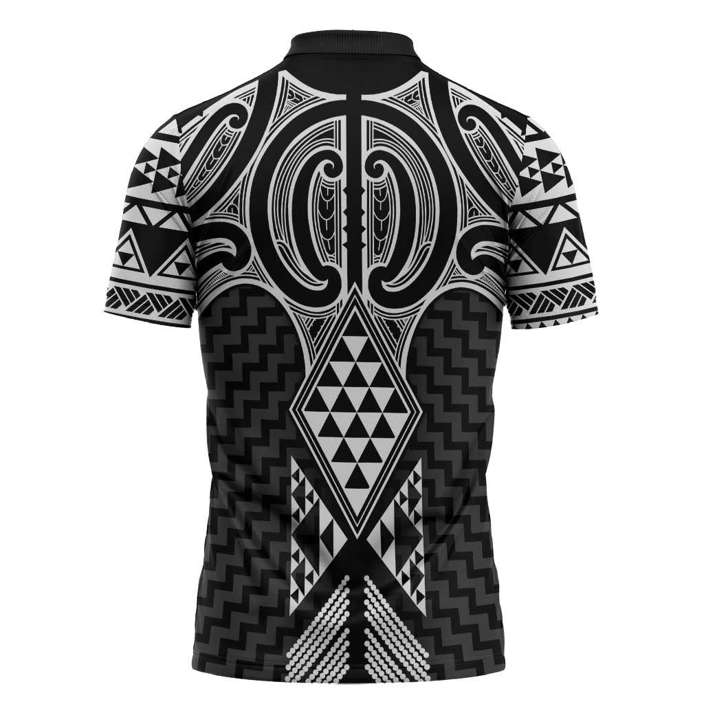 Ma Maori Ta Moko Poutama Art Zipper Polo Shirt - Polynesian Pride