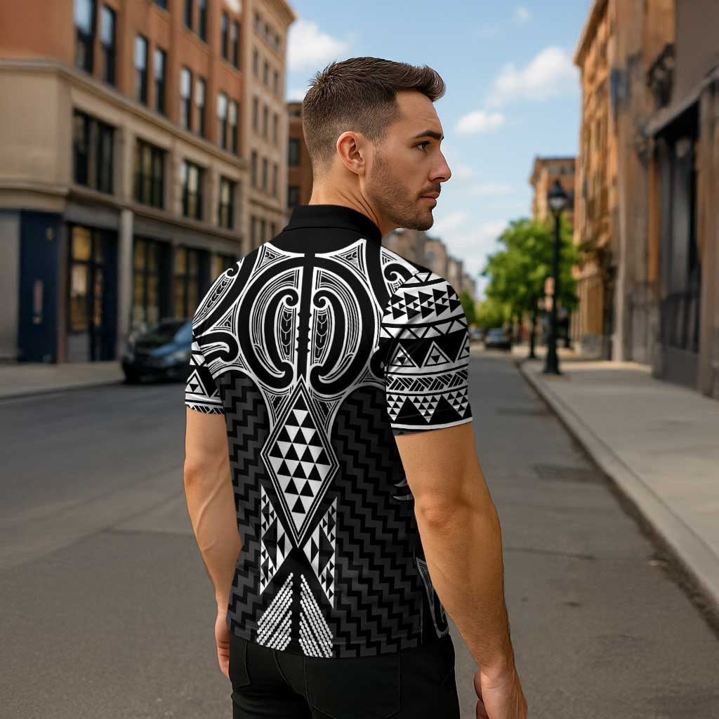Ma Maori Ta Moko Poutama Art Zipper Polo Shirt - Polynesian Pride