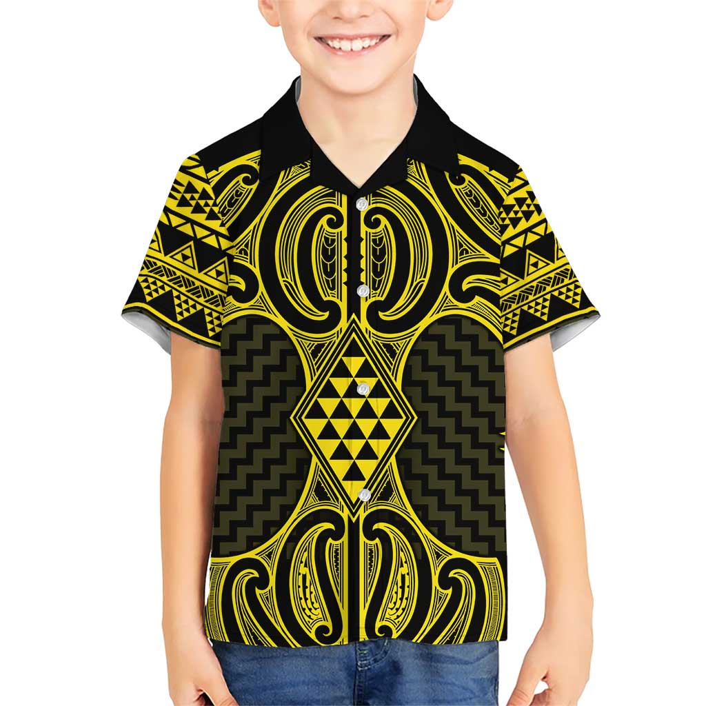 Mahi-dawg Maori Ta Moko Poutama Art Family Matching Short Sleeve Bodycon Dress and Hawaiian Shirt