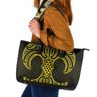 Mahi-dawg Maori Ta Moko Poutama Art Leather Tote Bag