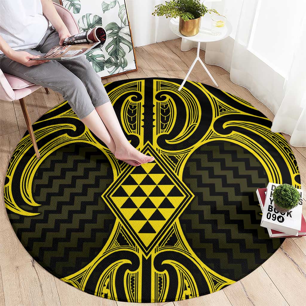 Mahi-dawg Maori Ta Moko Poutama Art Round Carpet
