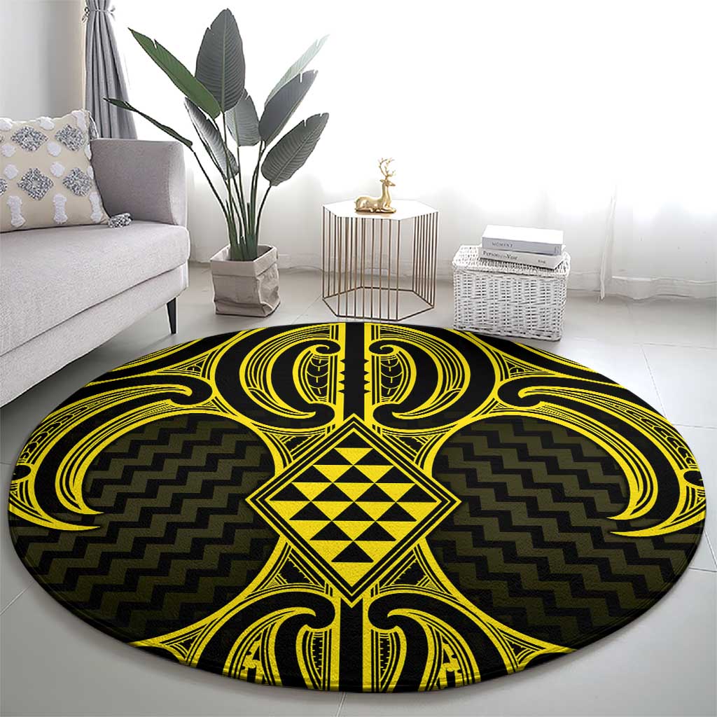 Mahi-dawg Maori Ta Moko Poutama Art Round Carpet