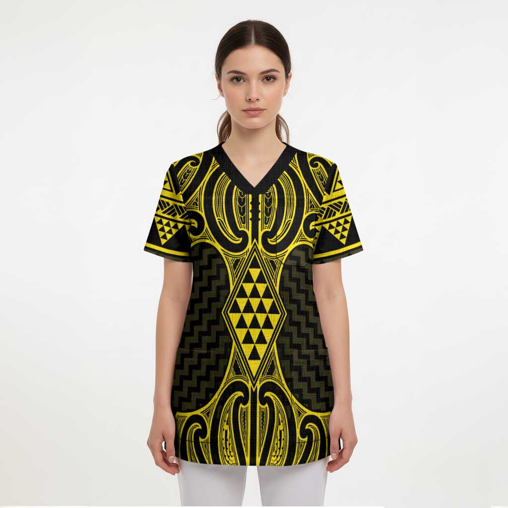 Mahi-dawg Maori Ta Moko Poutama Art Scrub Top - Polynesian Pride